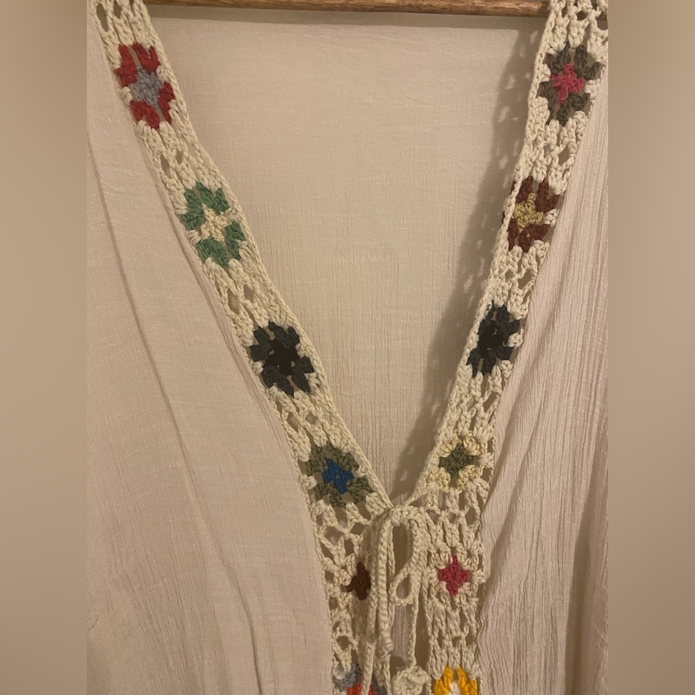Kindred Cream Crochet-Trim Open Gauze Cardigan - Picture 5 of 6